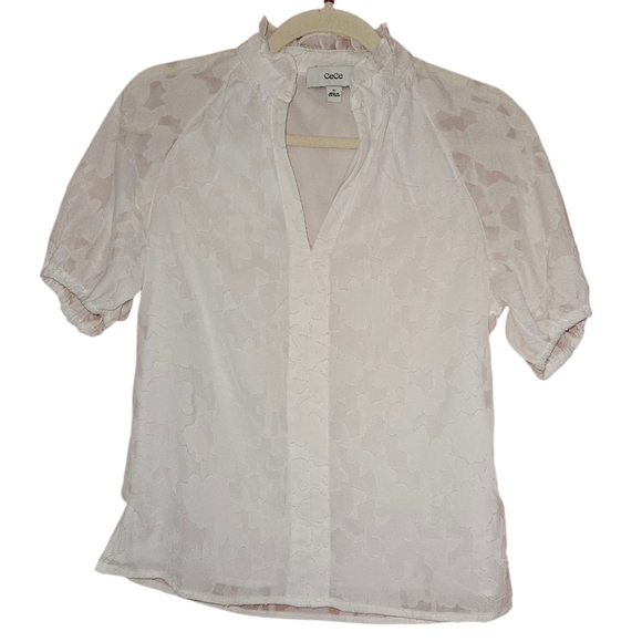 CeCe Tops - CeCe Textured White Blouse, Size XS, NWT
